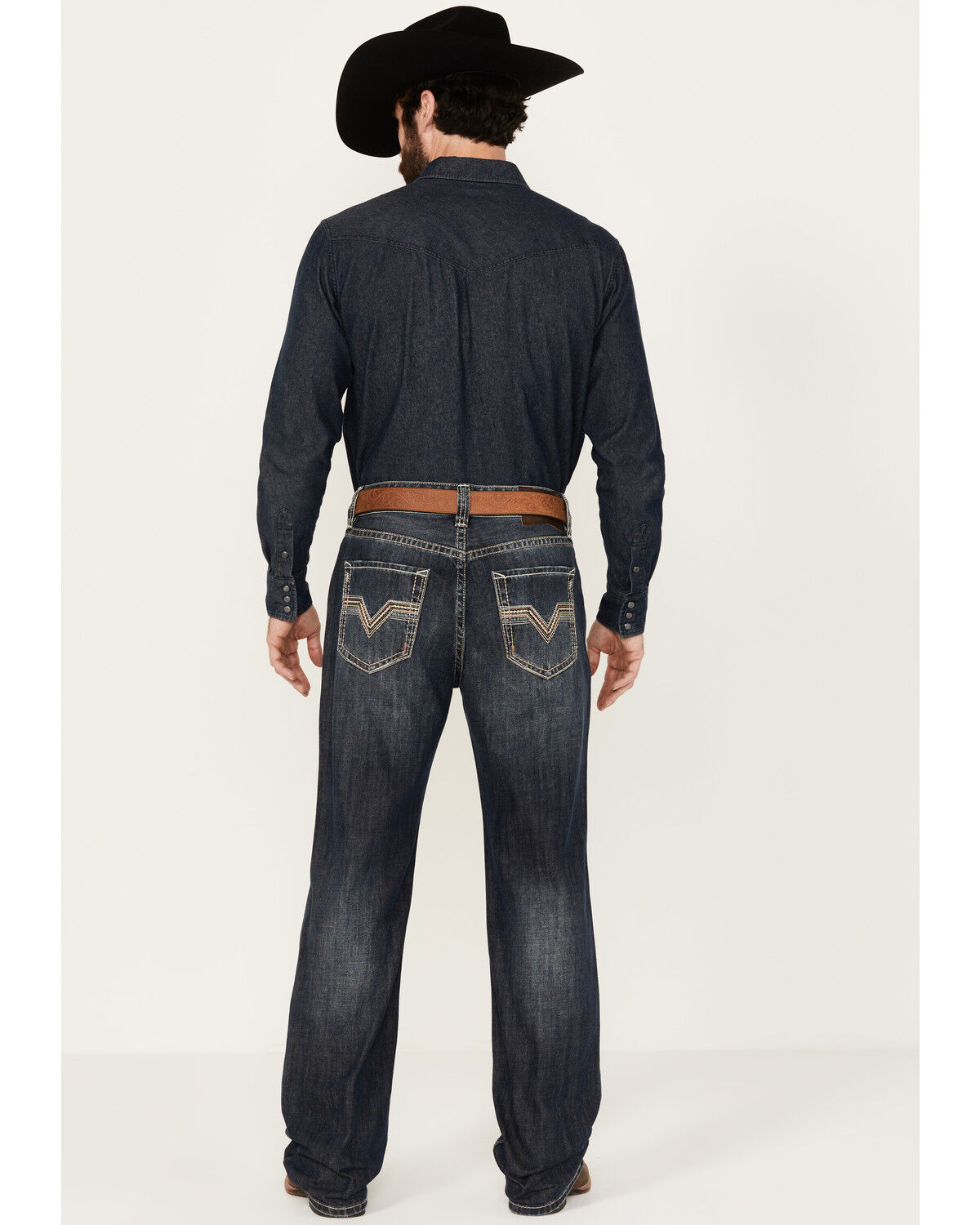 Image #1 - Rock & Roll Denim Men's Double Barrel Dark Vintage Wash Relaxed Straight Rigid Denim Jeans, Dark Medium Wash, hi-res