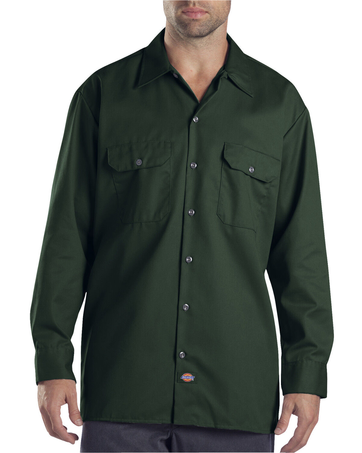 Image #1 - Dickies Men's Solid Twill Button Down Long Sleeve Work Shirt, , hi-res