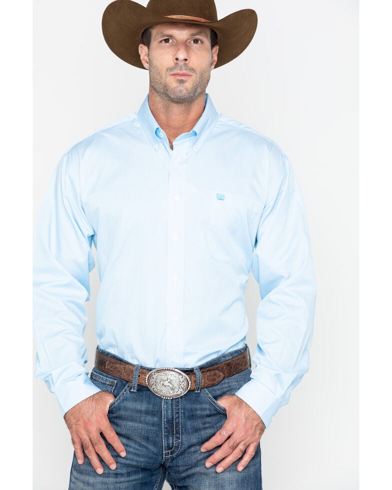 Cinch Men's Light Blue Striped Print Shirt Big & Tall Sheplers