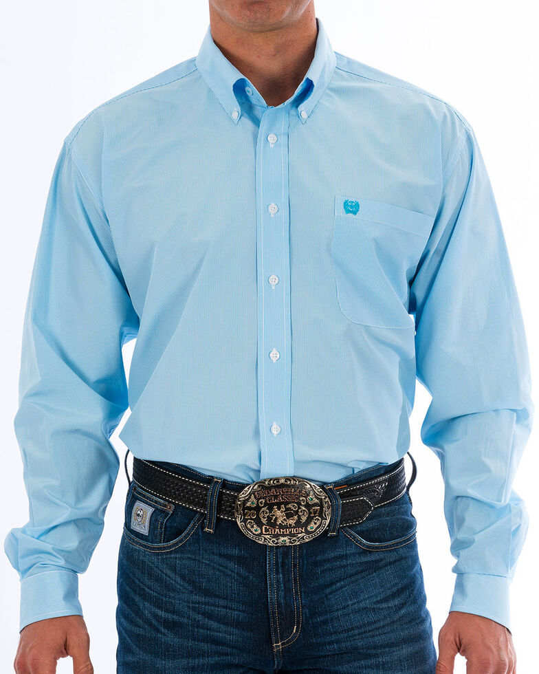 Cinch Men's Light Blue Striped Print Shirt - Big & Tall | Sheplers