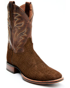 Dan Post Men's Hippo Print Western Boots - Wide Square Toe, Brown, hi-res