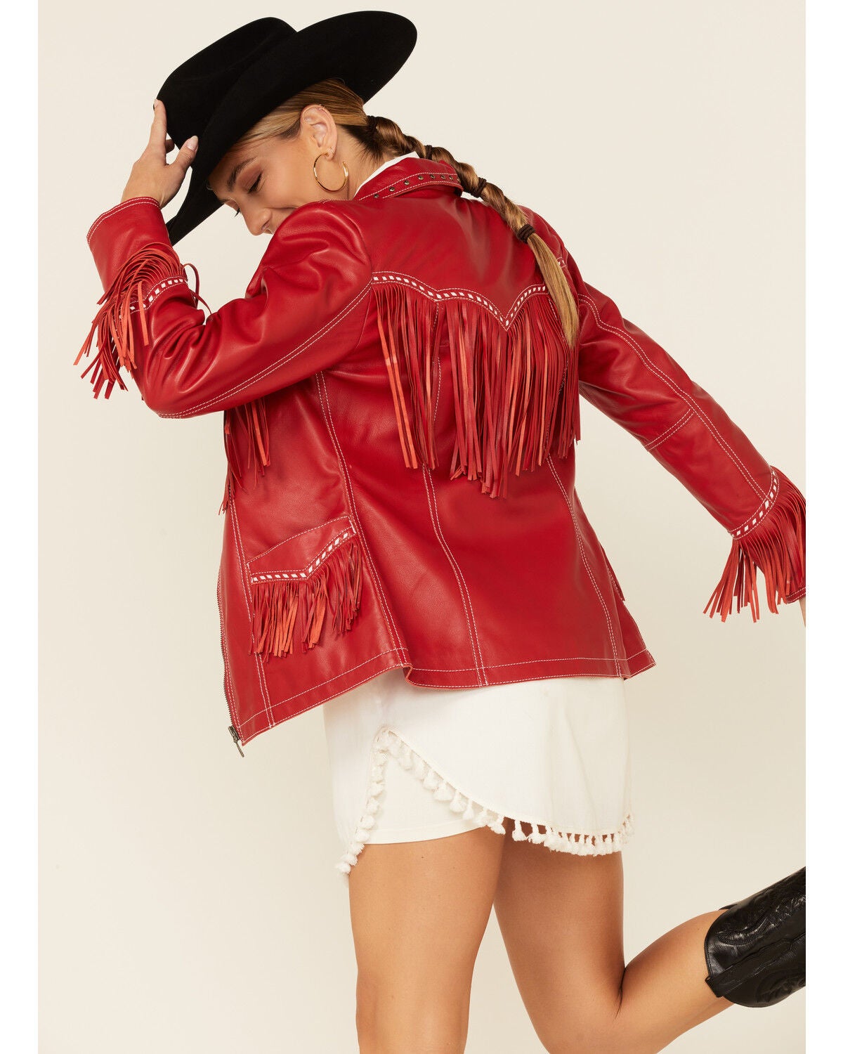 red fringe leather jacket