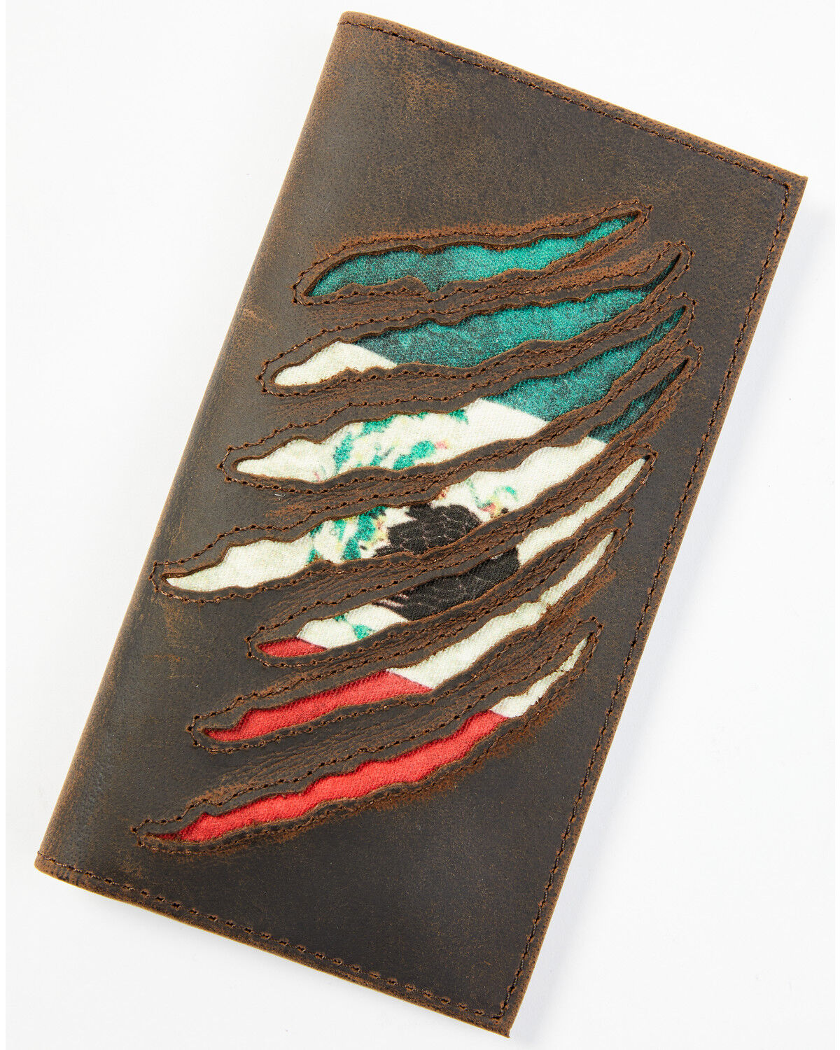 Image #1 - Cody James Men's Mexican Flag Rodeo Checkbook Wallet, Brown, hi-res