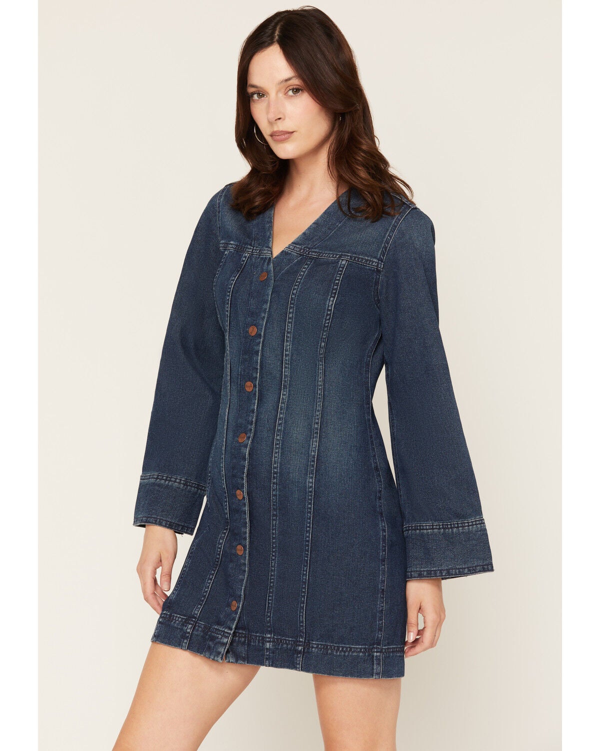 Wrangler Women's Mod Denim Mini Dress, Dark Wash, hi-res