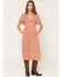 Image #1 - Angie Women's Floral Print Front Twist Midi Dress, Rust Copper, hi-res