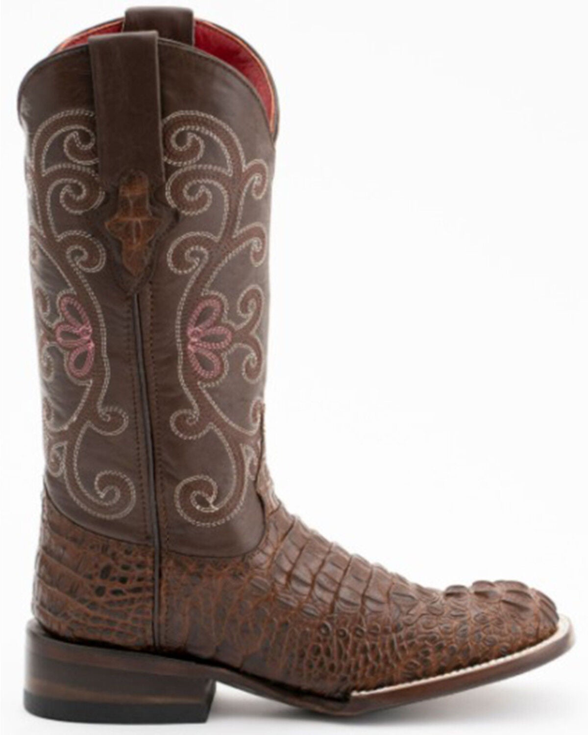 Ferrini Women's Rancher Square Toe Boots Crocodile Print - Chocolate/White 9049309 by Ferrini USA main image 1