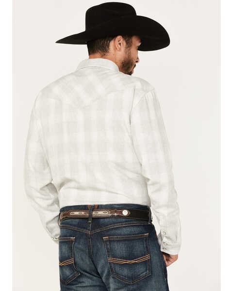 Image #4 - Moonshine Spirit Men's Ethonol Plaid Print Long Sleeve Snap Western Flannel Shirt , Cream, hi-res