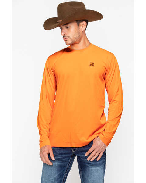 Image #1 - Wrangler Men's Riggs Crew Performance Long Sleeve Work T-Shirt, Bright Orange, hi-res