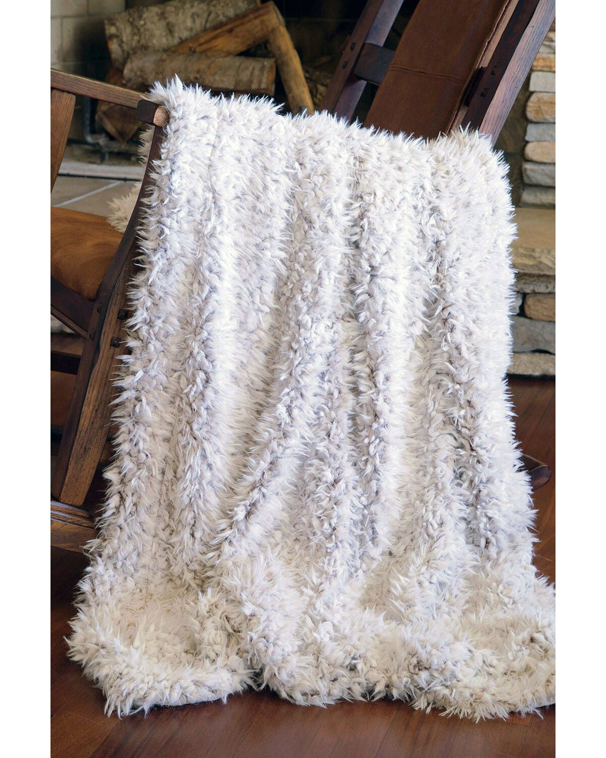 Carstens Home Off-White Shaggy Plush Faux Fur Throw Blanket, Off White, hi-res