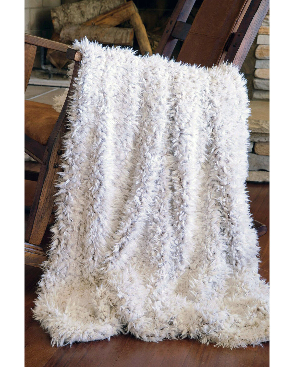 Image #1 - Carstens Home Off-White Shaggy Plush Faux Fur Throw Blanket, Off White, hi-res