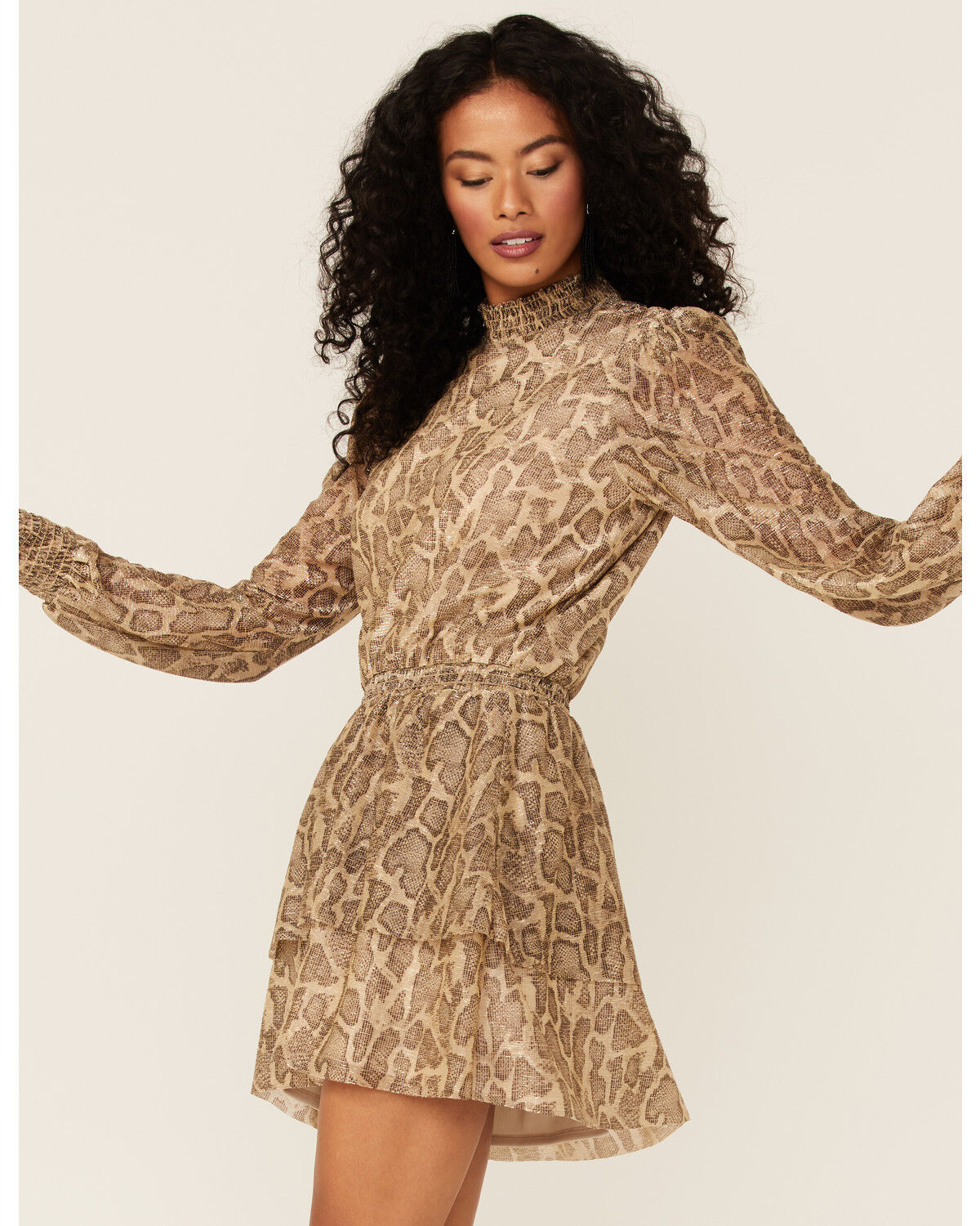 Image #1 - Show Me Your Mumu Women's Glitter Python Russo Ruffle Mini Dress, Multi, hi-res