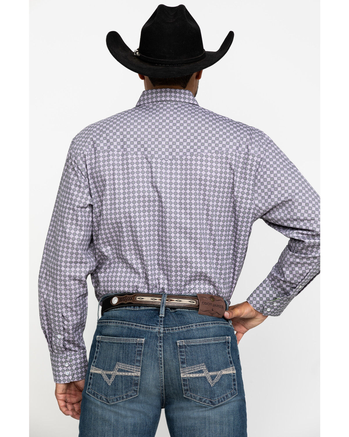 Image #2 - Resistol Men's Gray Clewiston Geo Print Long Sleeve Western Shirt, Grey, hi-res