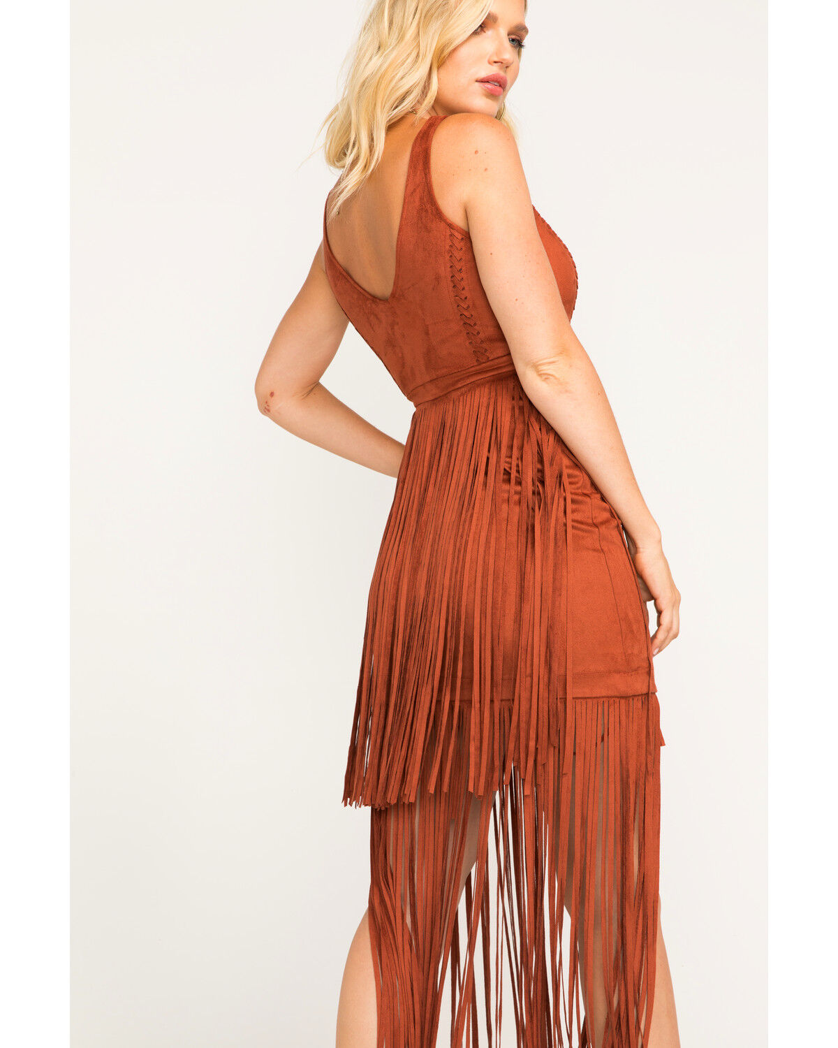 orange fringe dress