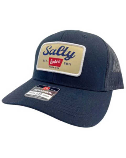 Salty Rodeo Men's The 12 OZ Recreation Logo Patch Mesh-Back Trucker Cap , Black, hi-res