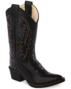 Old West Girls' Black Western Boots - Medium Toe, Black, hi-res