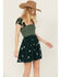 Image #1 - Free People Women's Tory Floral Smocked Mini Dress, Green, hi-res