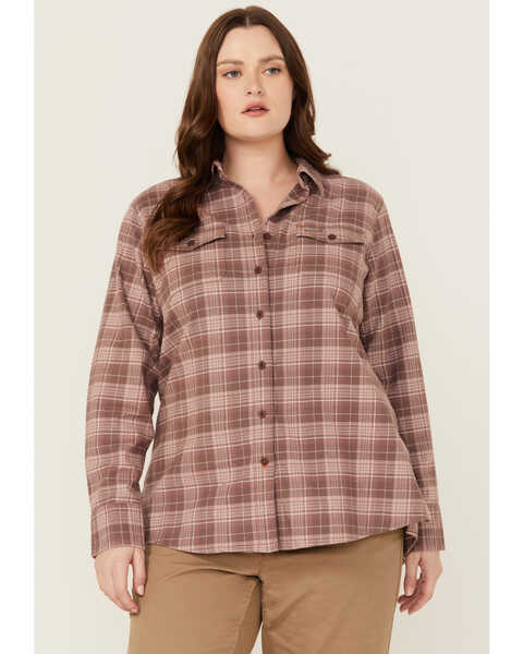 Ariat Women's Rebar Durastretch Plaid Print Long Sleeve Stretch Button-Down Flannel Work Shirt - Plus , Multi, hi-res