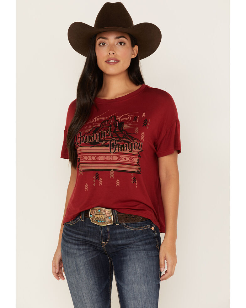 Ariat Women's Cowgirl Canyon Southwestern Graphic Tee, Rust Copper, hi-res