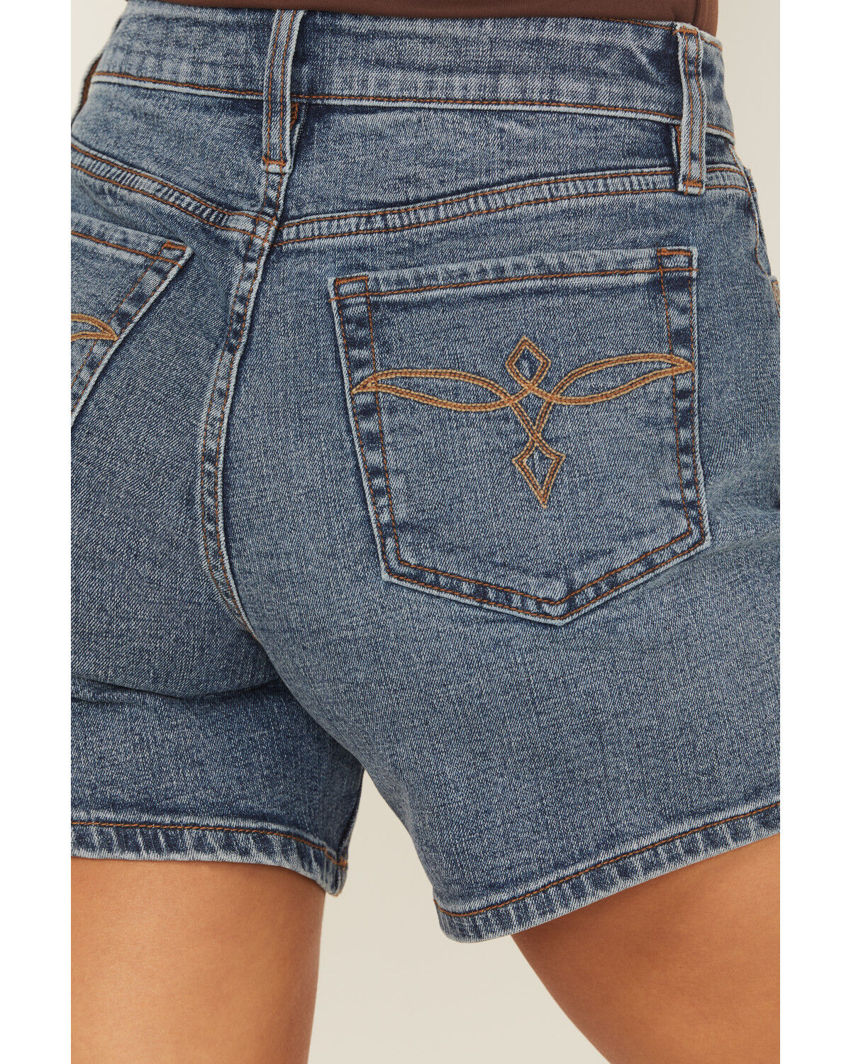 Image #4 - Shyanne Women's Faye Medium Wash High Rise Comfort Stretch Denim Shorts, Medium Wash, hi-res