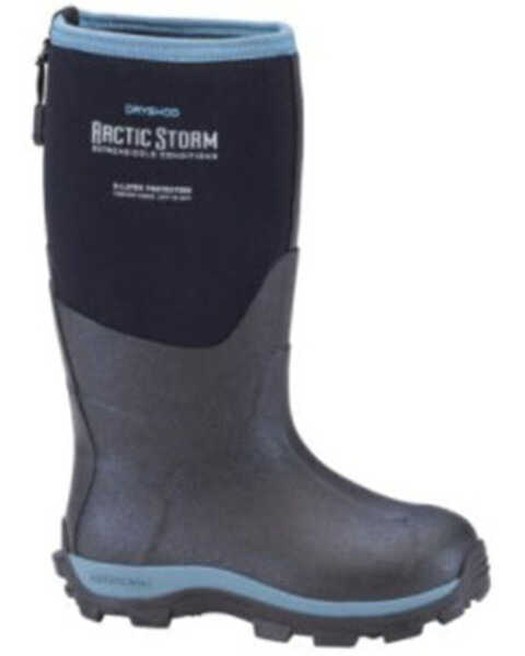 Image #1 - Dryshod Boys' Arctic Storm Rubber Boots - Soft Toe, Black/blue, hi-res
