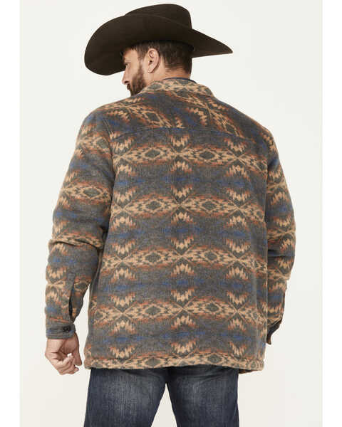 Image #4 - Rock & Roll Denim Men's Southwestern Sherpa Lined Shirt Jacket, Charcoal, hi-res