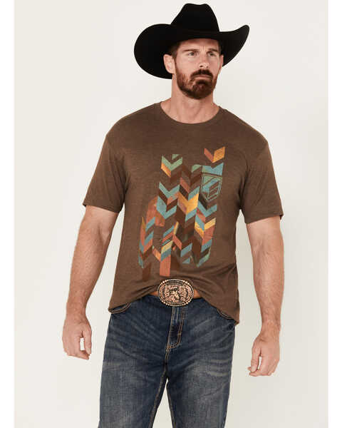 Image #1 - RANK 45® Men's Chevron Short Sleeve Graphic T-Shirt, Chocolate, hi-res