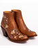 Image #4 - Shyanne Women's Millie Floral Embroidered Booties - Round Toe, Brown, hi-res