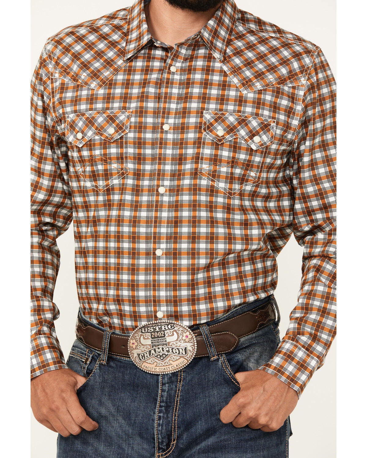 Image #3 - Cody James Men's Reverent Plaid Print Long Sleeve Snap Western Shirt - Big, Rust Copper, hi-res