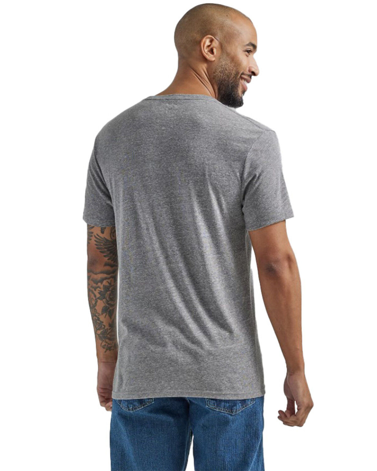 Image #3 - Wrangler Men's Stay True Logo Short Sleeve T-Shirt, Heather Grey, hi-res