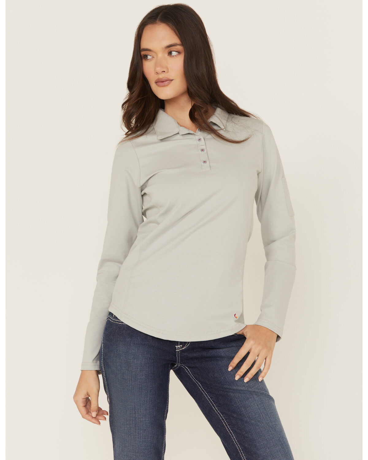 Image #1 - Lapco Women's FR Solid Knit Long Sleeve Polo Work Shirt, , hi-res