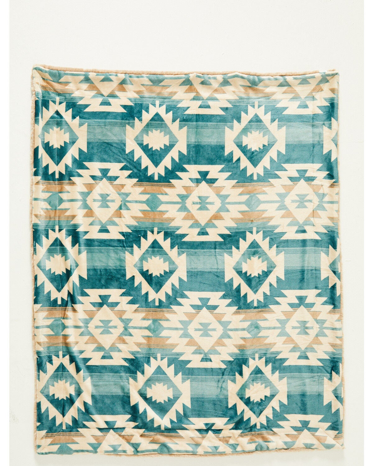 Image #2 - Boot Barn Southwestern Print Faux Fur Blanket, Turquoise, hi-res