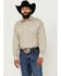 Image #1 - Stetson Men's Medallion Print Long Sleeve Pearl Snap Western Shirt, Beige, hi-res