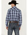 Image #4 - Wrangler Retro Men's Plaid Print Long Sleeve Snap Western Shirt, Blue, hi-res