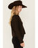 Image #2 - Cleo + Wolf Women's Solid Cable Knit Sweater, Brown, hi-res
