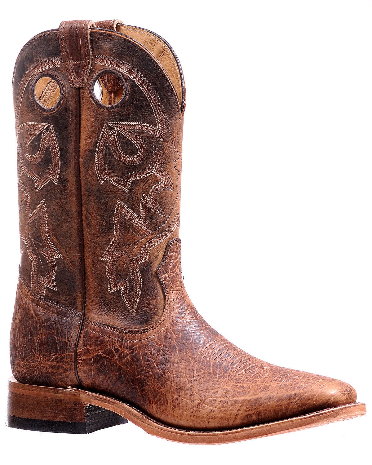 Image #1 - Boulet Men's Embroidered Western Boots - Wide Square Toe, Brown, hi-res