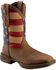 Image #1 - Durango Rebel Men's American Flag Western Boots - Steel Toe, Brown, hi-res