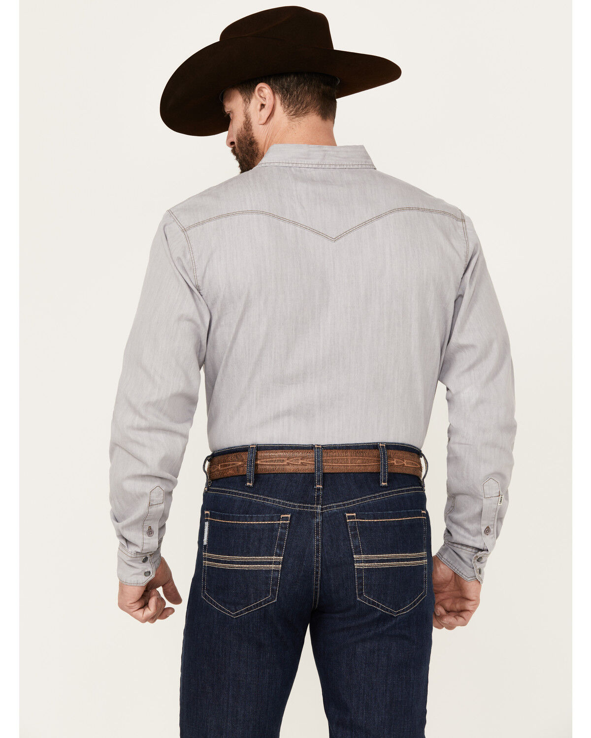 Image #4 - Kimes Ranch Men's Grimes Denim Long Sleeve Pearl Snap Western Shirt, Grey, hi-res