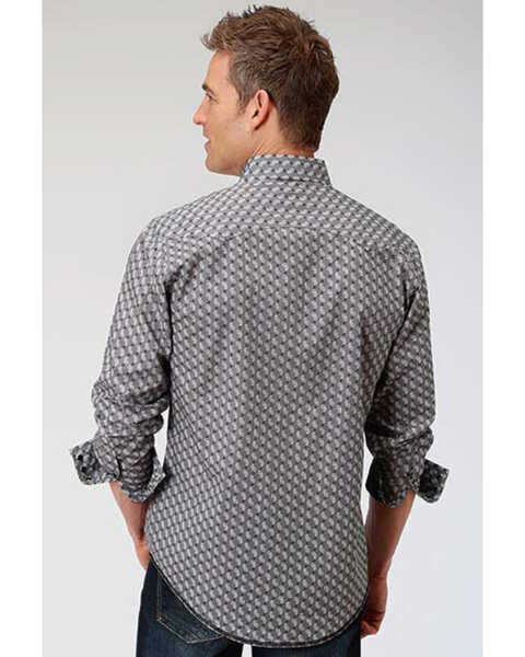 Roper West Made Men's Neat Paisley Print Long Sleeve Western Shirt , Grey, hi-res