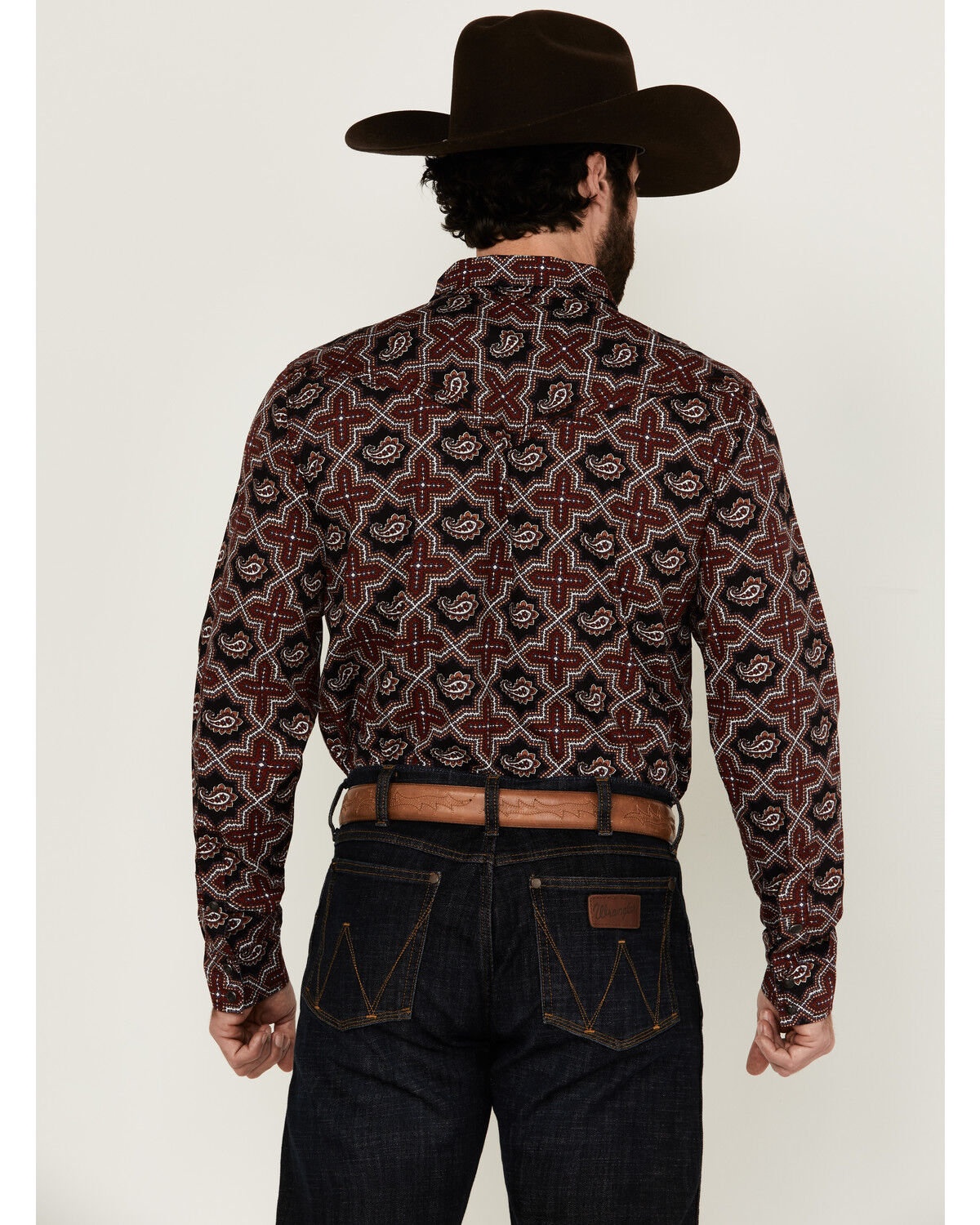 Image #4 - Cody James Men's Daybreak Geo Print Long Sleeve Snap Western Shirt - Big, Red, hi-res