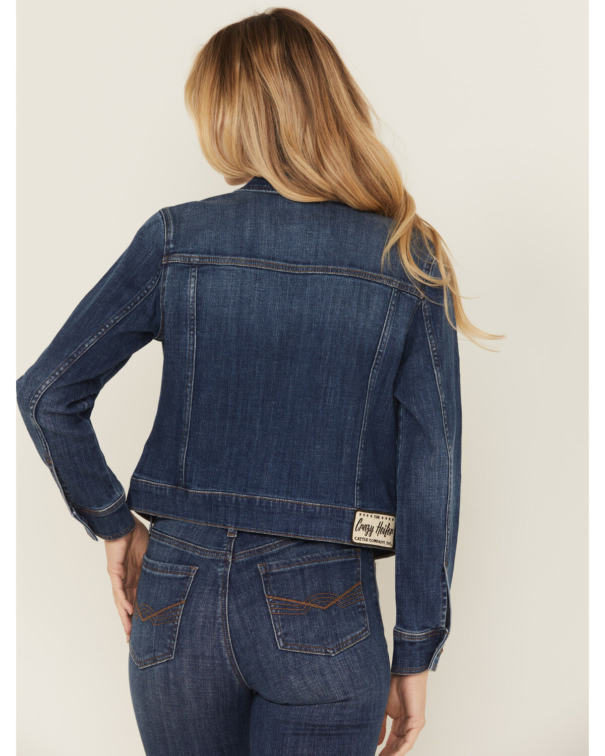 Image #4 - Idyllwind Women's Ellwood Patch Denim Trucker Jacket, Dark Wash, hi-res