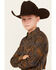 Image #2 - Cody James Boys' Winding Roads Printed Long Sleeve Pearl Snap Western Shirt , Chocolate, hi-res