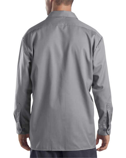 Image #2 - Dickies Men's Solid Twill Button Down Long Sleeve Work Shirt, Silver, hi-res