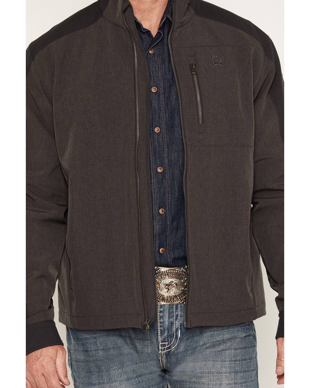 Image #3 - Cinch Men's Bonded Softshell Jacket, Brown, hi-res