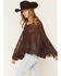 Image #2 - Wild Moss Women's Solid Mesh Poncho Top, Brown, hi-res