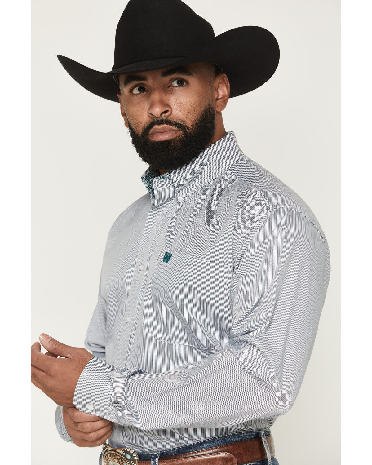 Image #2 - Cinch Men's Stripe Print Long Sleeve Button-Down Western Shirt, Multi, hi-res