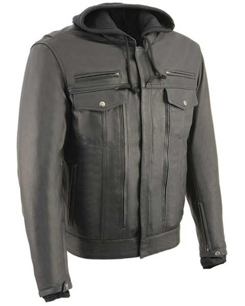 Image #2 - Milwaukee Leather Men's Vented Utility Pocket Leather Motorcycle Jacket -4X, Black, hi-res