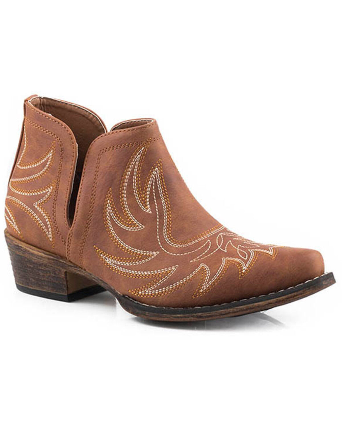 Image #1 - Roper Women's Ava Western Booties - Snip Toe, Tan, hi-res