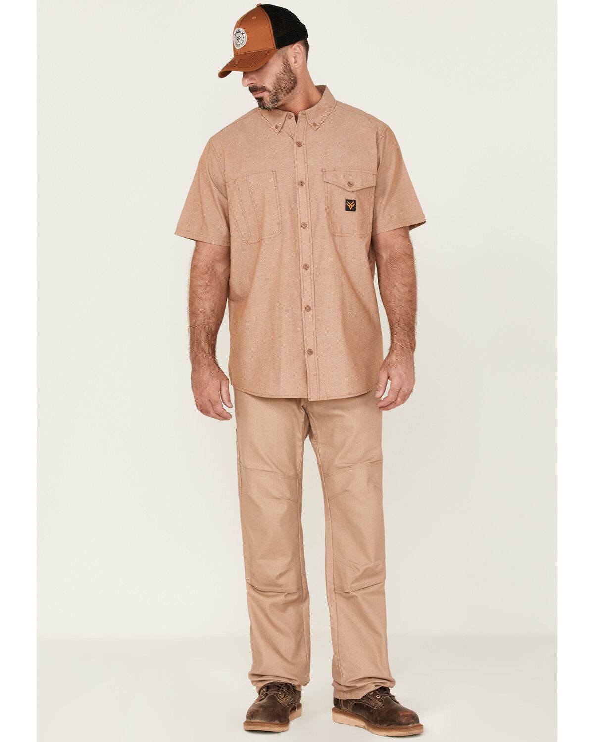 Image #2 - Hawx Men's Solid Short Sleeve Button-Down Work Shirt, Rust Copper, hi-res