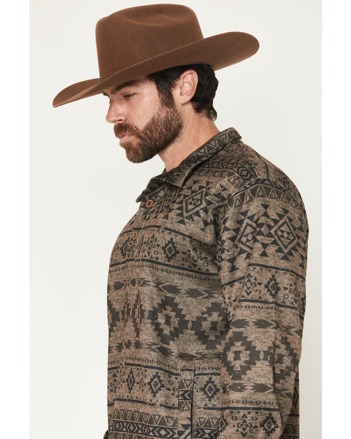 Image #2 - Ariat Men's Caldwell 1/4 Button-Down Pullover Sweater, Brown, hi-res