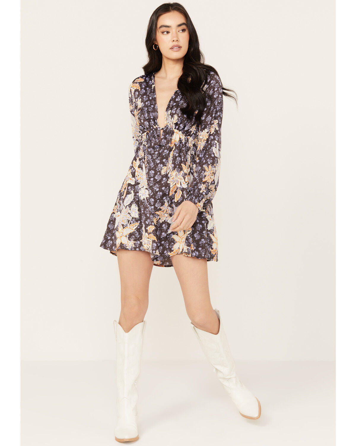 Image #1 - Free People Women's Soli Mini Dress, Dark Blue, hi-res